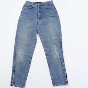 90s Womens 9 Distressed Tapered Zip Cuff Mom Jeans